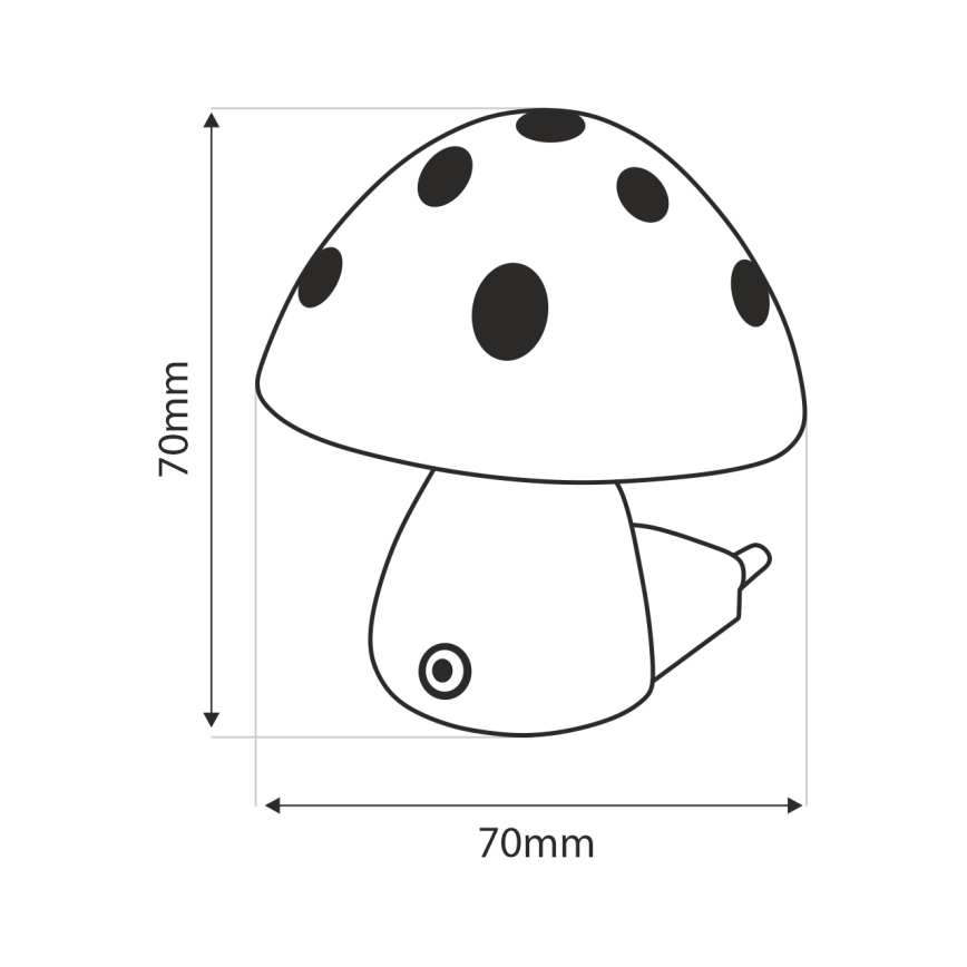 LED Nachtlampje kinderkamer met schemersensor ​ LED/0,5W/230V paddenstoel