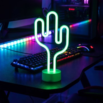LED neon tafeldecoratie – cactus (LED, 2W, 3xAA/USB)