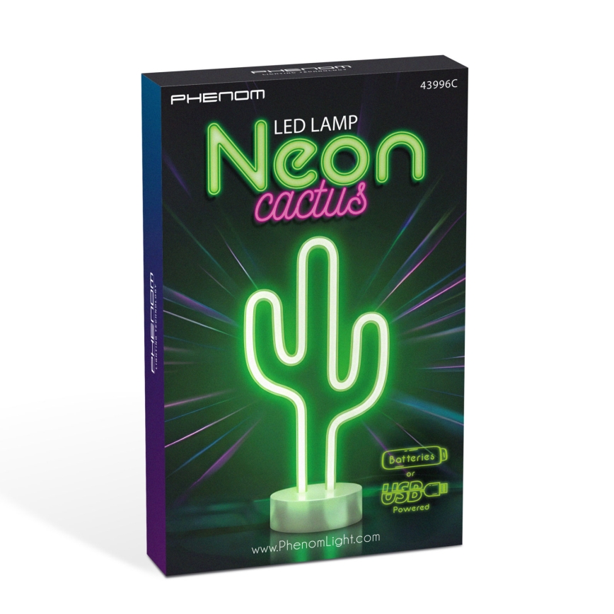LED neon tafeldecoratie – cactus (LED, 2W, 3xAA/USB)