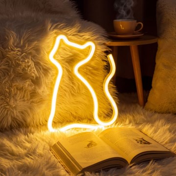 LED neon tafeldecoratie – kat, 2W, 3xAA of USB