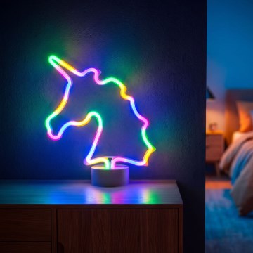 LED-neon tafeldecoratie LED/2W/3xAA USB eenhoorn