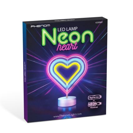 LED neon tafeldecoratie LED/2W/3xAA USB hart