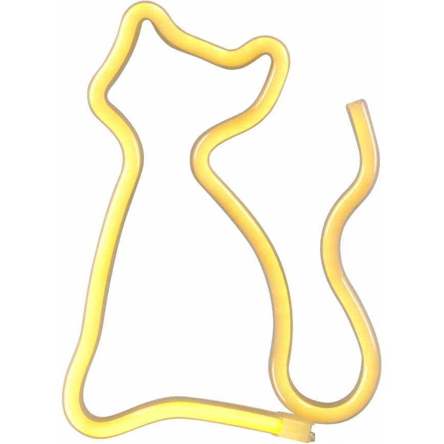 LED Neon-wanddecoratie CAT LED/3W/3xAA USB geel