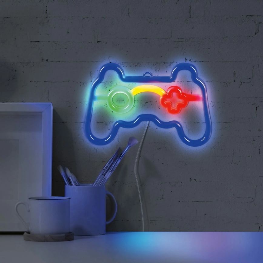 LED Neon-wanddecoratie GAME LED/3W/3xAA USB blauw