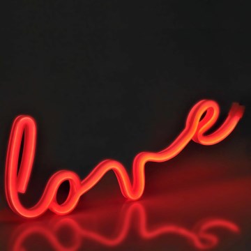 LED Neon-wanddecoratie LOVE LED/3W/3xAA USB rood