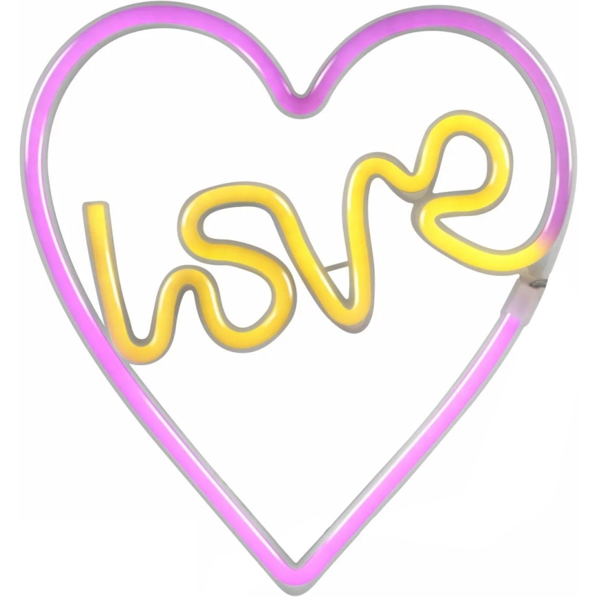 LED Neon-wanddecoratie LOVE LED/3W/3xAA USB roze