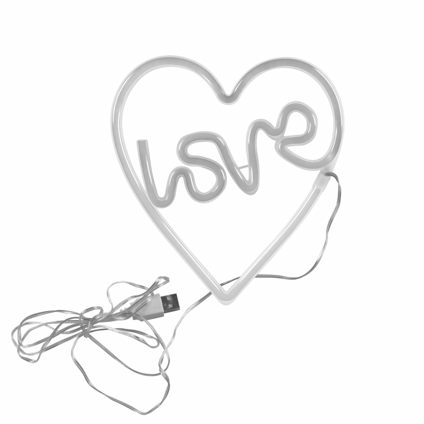 LED Neon-wanddecoratie LOVE LED/3W/3xAA USB roze