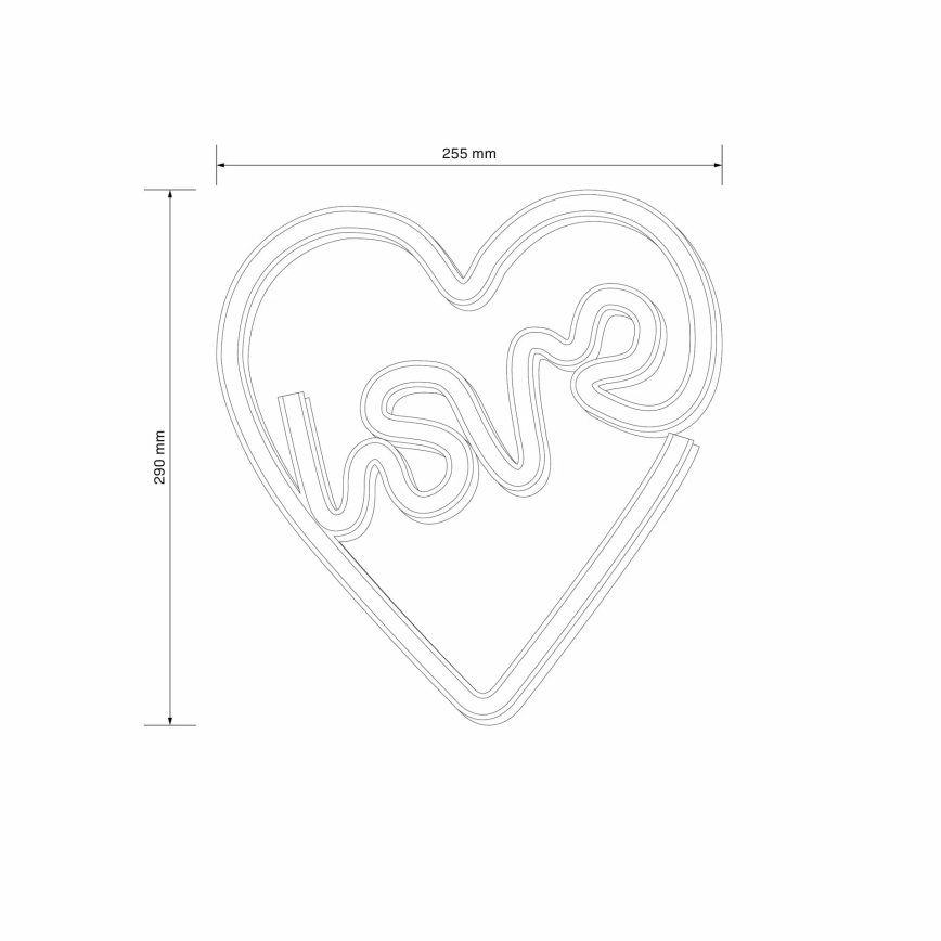 LED Neon-wanddecoratie LOVE LED/3W/3xAA USB roze
