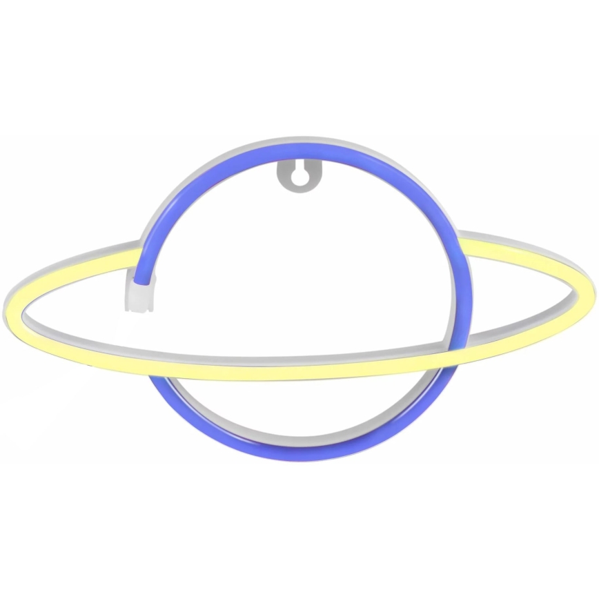 LED Neon-wanddecoratie PLANET LED/3W/3xAA USB blauw/geel