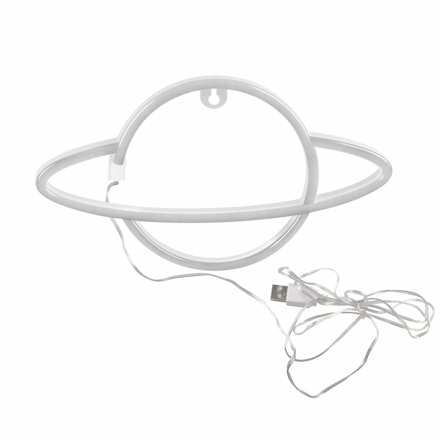 LED Neon-wanddecoratie PLANET LED/3W/3xAA USB blauw/geel