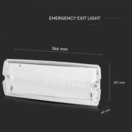 LED Noodverlichting EMERGENCY EXIT LED/3W/230V IP65 6000K 1200mAh