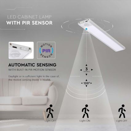 LED Onder keukenkast verlichting met sensor LED/2,5W/5V 3000 mAh 3000K