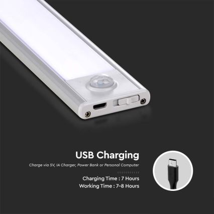 LED Onder keukenkast verlichting met sensor LED/2,5W/5V 3000 mAh 3000K