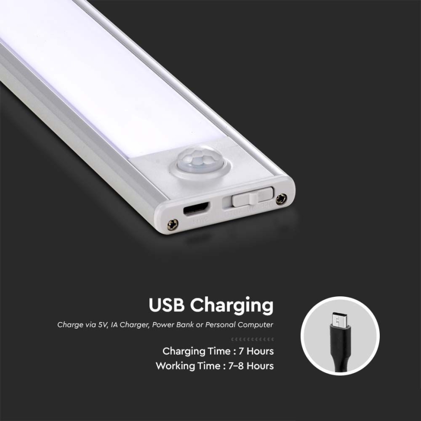 LED Onder keukenkast verlichting met sensor LED/2,5W/5V 3000 mAh 3000K