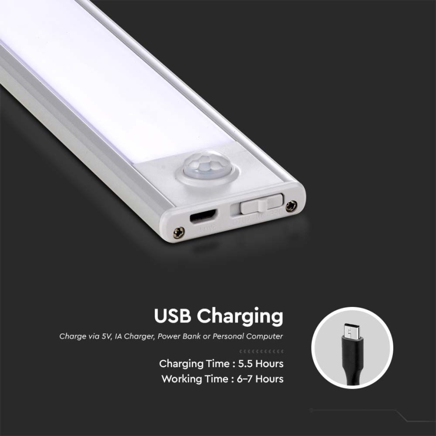 LED Onder keukenkast verlichting met sensor LED/2W/5V 4000K 2200 mAh