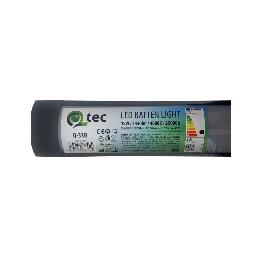 LED Onder keukenkast verlichting QTEC LED/18W/230V 60 cm zwart
