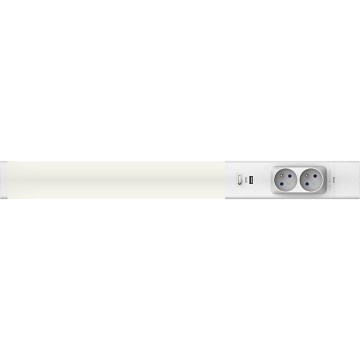 LED Onder keukenkastverlichting met stopcontacten en USB havens LED/18W/230V 4000K zilver