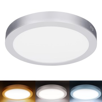 LED Opbouw-/inbouwpaneel 2-in-1 18W/230V 3000/4000/6000K Ø 22,5 cm IP54 zilver
