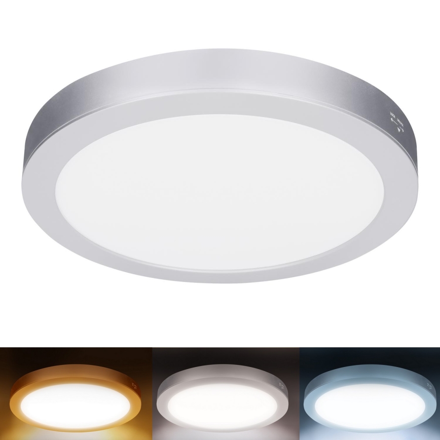 LED opbouw-/inbouwpaneel 2-in-1 24W/230V 3000/4000/6000K Ø 30 cm IP54 zilver