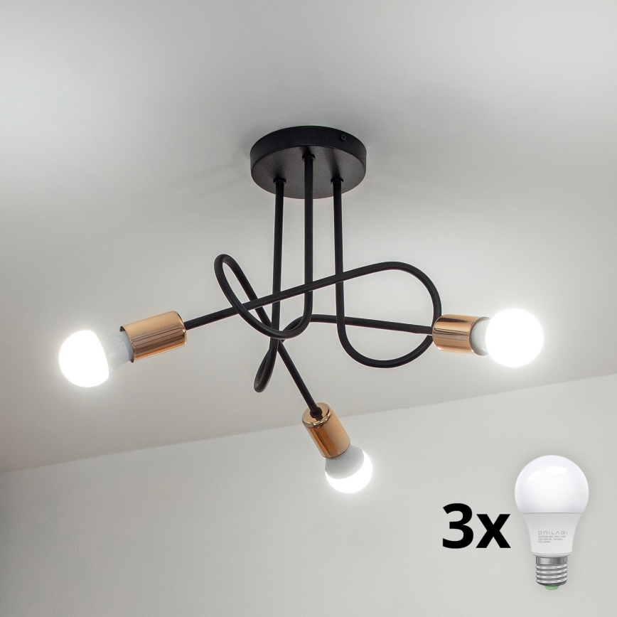 LED opbouwkroonluchter OXFORD 3xE27/15W/230V zwart