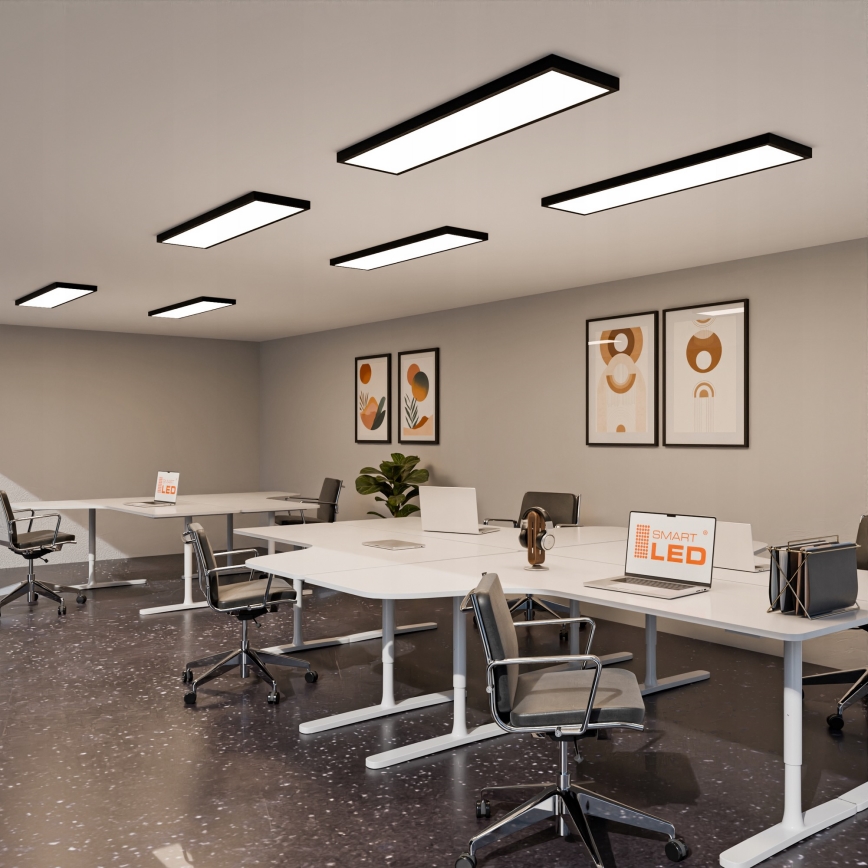 LED opbouwpaneel LED/60W/230V 30x120 cm zwart