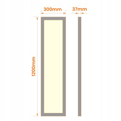 LED opbouwpaneel LED/60W/230V 30x120 cm zwart