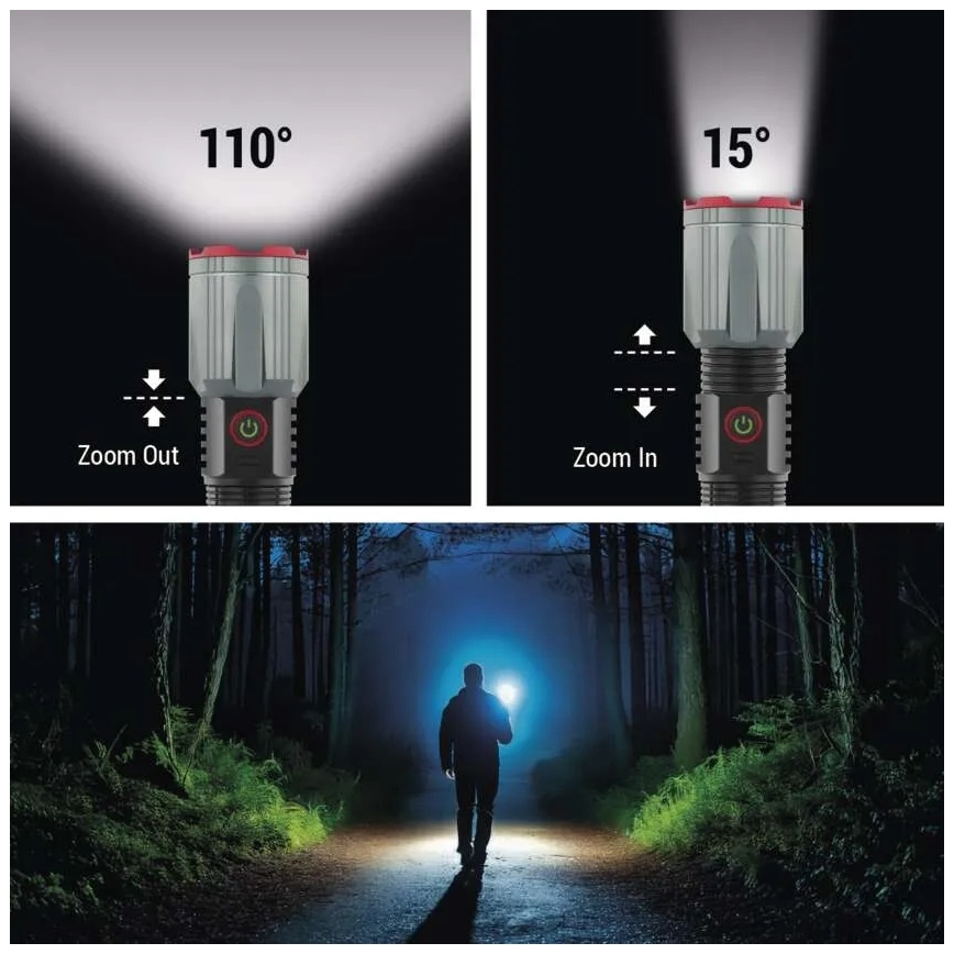 LED oplaadbaar metaal zaklamp LED/5V 3000 glanzend 5000 mAh IP43