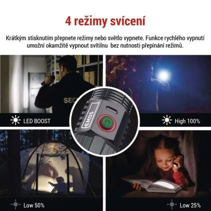 LED oplaadbaar metaal zaklamp LED/5V 3000 glanzend 5000 mAh IP43