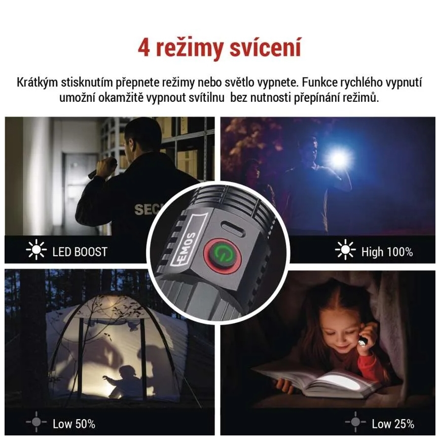 LED oplaadbaar metaal zaklamp LED/5V 3000 glanzend 5000 mAh IP43