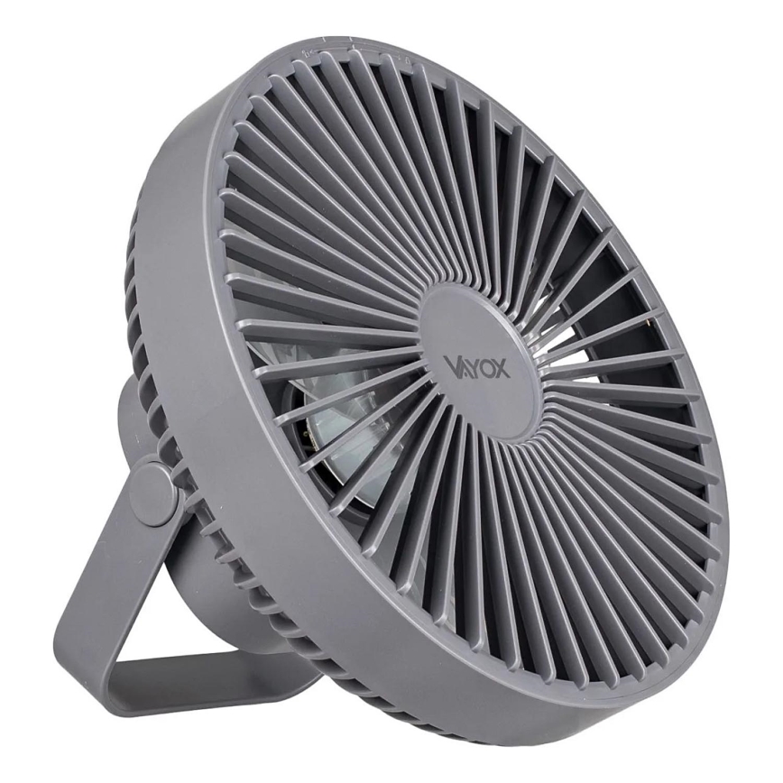 LED Oplaadbaar tafel ventilator met LED-verlichting LED/2W/5V USB 2400 mAh grijs