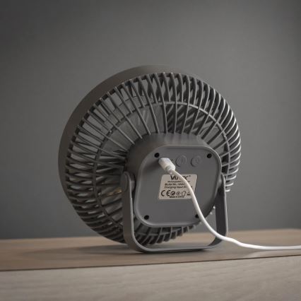 LED Oplaadbaar tafel ventilator met LED-verlichting LED/2W/5V USB 2400 mAh grijs