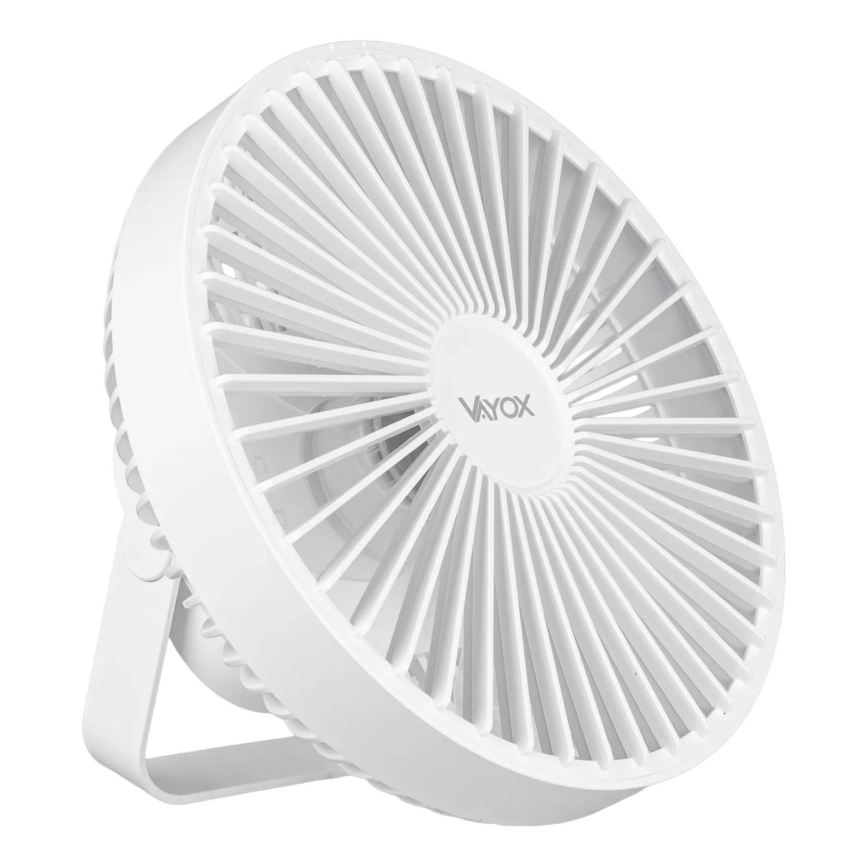 LED Oplaadbaar tafel ventilator met LED-verlichting LED/2W/5V USB 2400 mAh wit