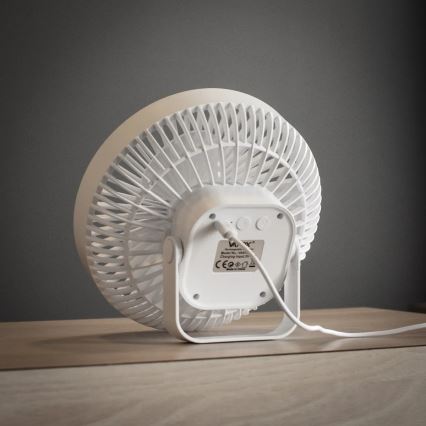 LED Oplaadbaar tafel ventilator met LED-verlichting LED/2W/5V USB 2400 mAh wit