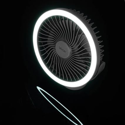 LED Oplaadbaar tafel ventilator met LED-verlichting LED/3W/5V USB 2400 mAh grijs