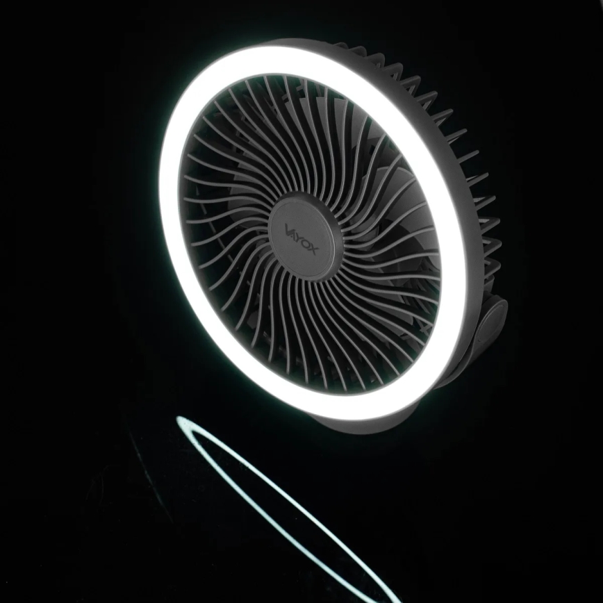LED Oplaadbaar tafel ventilator met LED-verlichting LED/3W/5V USB 2400 mAh grijs