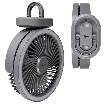 LED Oplaadbaar tafel ventilator met LED-verlichting LED/3W/5V USB 2400 mAh grijs