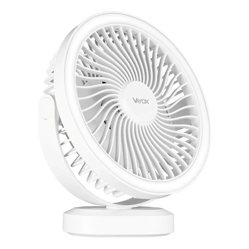 LED Oplaadbaar tafel ventilator met LED-verlichting LED/3W/5V USB 2400 mAh wit