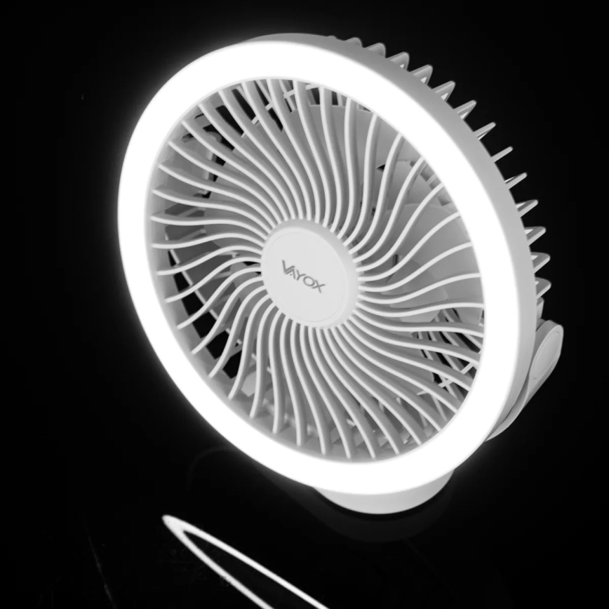 LED Oplaadbaar tafel ventilator met LED-verlichting LED/3W/5V USB 2400 mAh wit