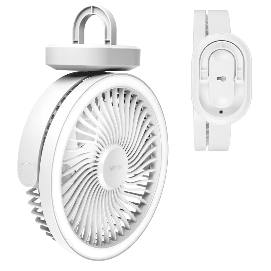 LED Oplaadbaar tafel ventilator met LED-verlichting LED/3W/5V USB 2400 mAh wit