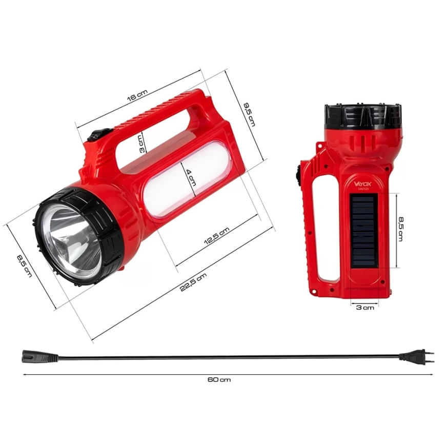 LED Oplaadbaar zonne- zaklamp LED/7W/230V 400 glanzend 3200 mAh