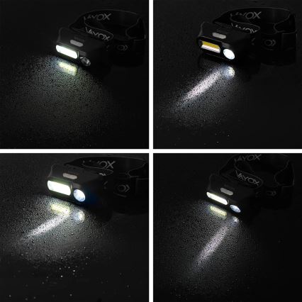 LED Oplaadbare dimbare hoofdlamp 2xLED/5V IPX4 250 lm 2000 mAh