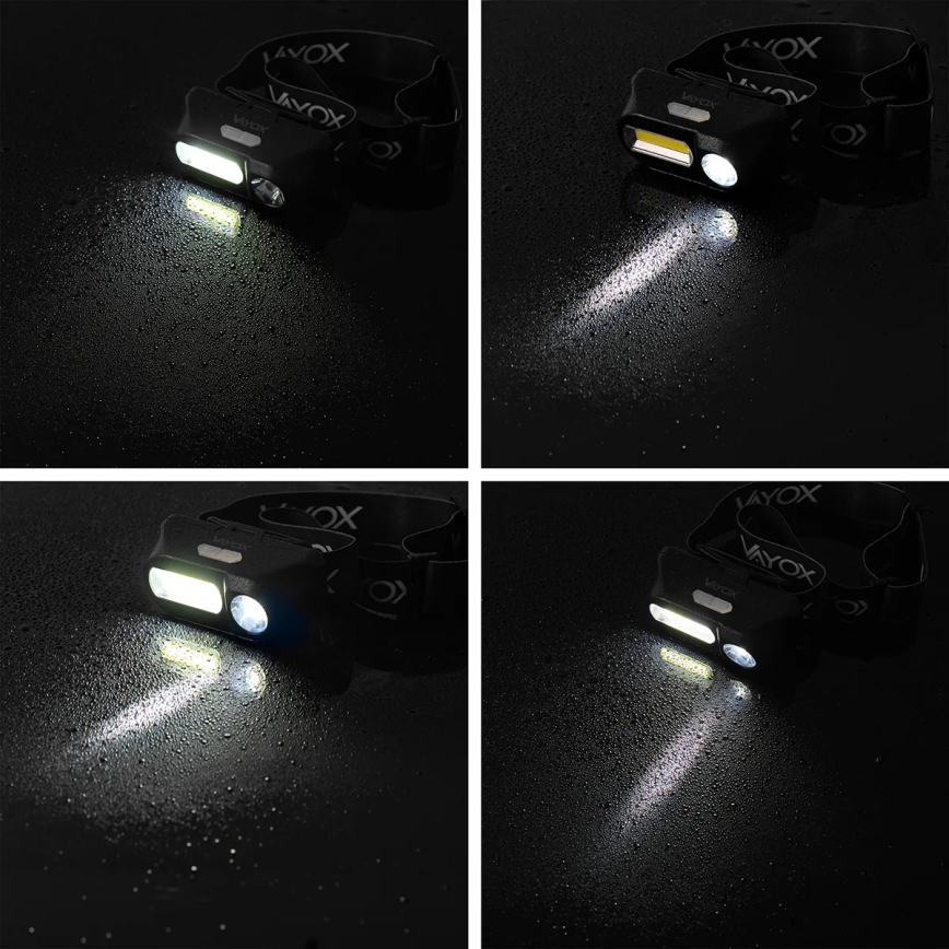 LED Oplaadbare dimbare hoofdlamp 2xLED/5V IPX4 250 lm 2000 mAh