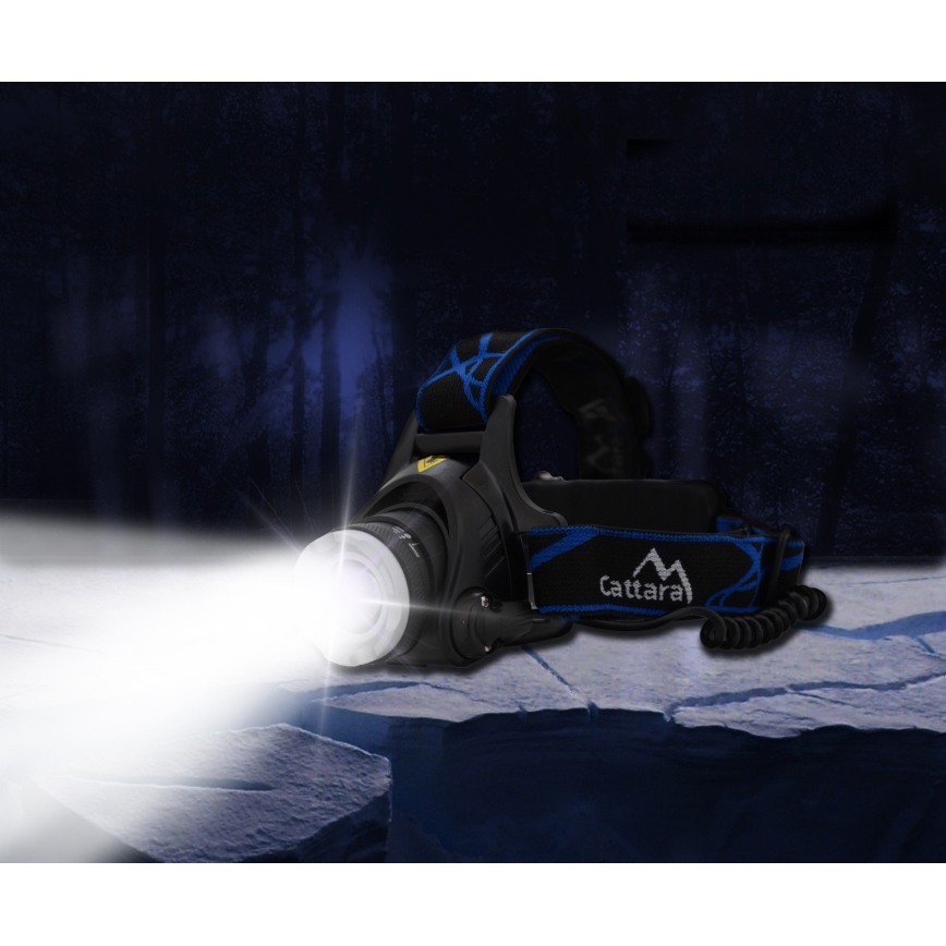 LED Oplaadbare hoofdlamp LED/6W/7,4V 2x2800 mAh IP44 zwart/blauw
