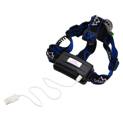 LED Oplaadbare hoofdlamp LED/6W/7,4V 2x2800 mAh IP44 zwart/blauw