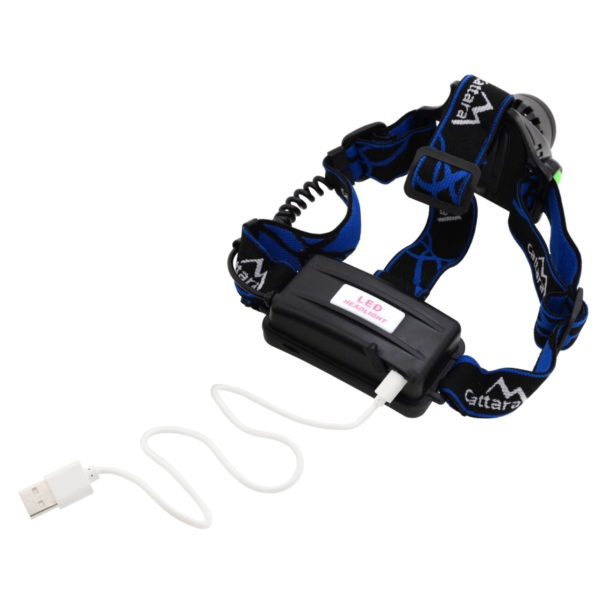 LED Oplaadbare hoofdlamp LED/6W/7,4V 2x2800 mAh IP44 zwart/blauw