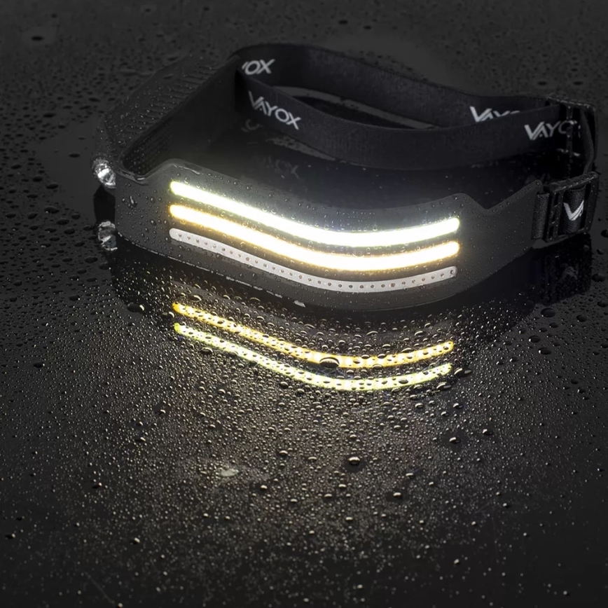 LED Dimbaar oplaadbaar hoofdlamp met sensor en rood licht 4xLED/5V IP44 300 glanzend 1200 mAh
