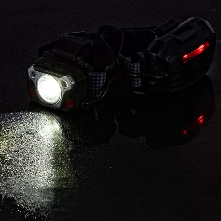 LED Dimbaar oplaadbaar hoofdlamp met sensor met powerbankfunctie en rood licht LED/10W/5V IP44 1200 glanzend 4000 mAh