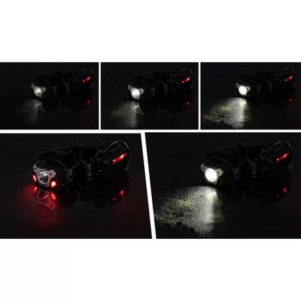 LED Dimbaar oplaadbaar hoofdlamp met sensor met powerbankfunctie en rood licht LED/10W/5V IP44 1200 glanzend 4000 mAh
