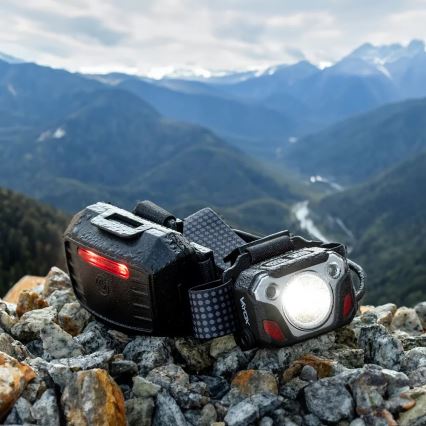 LED Dimbaar oplaadbaar hoofdlamp met sensor met powerbankfunctie en rood licht LED/10W/5V IP44 1200 glanzend 4000 mAh