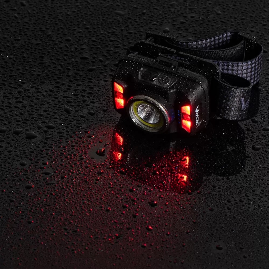 LED Dimbaar oplaadbaar hoofdlamp met sensor en rood licht LED/15W/5V IP66 430 glanzend 1800 mAh